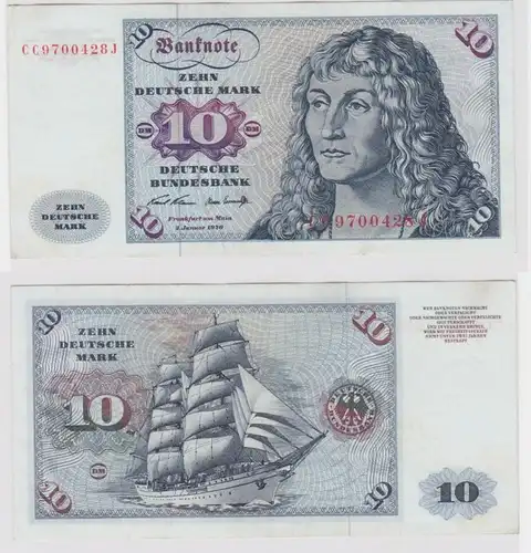 T146337 Banknote 10 DM Deutsche Mark Ro. 270a Schein 2.Jan. 1970 KN CC 9700428 J