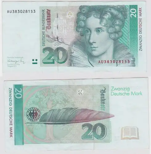 T146336 Banknote 20 DM Deutsche Mark Ro. 298a Schein 1.Aug. 1991 KN AU 3830281S3