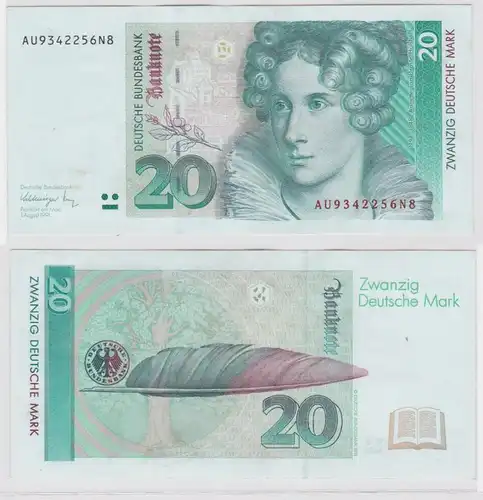 T146333 Banknote 20 DM Deutsche Mark Ro. 298a Schein 1.Aug. 1991 KN AU 9342256N8