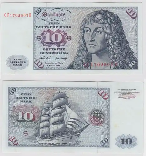 T146332 Banknote 10 DM Deutsche Mark Ro. 270b Schein 2.Jan. 1970 KN CF 1702607 D