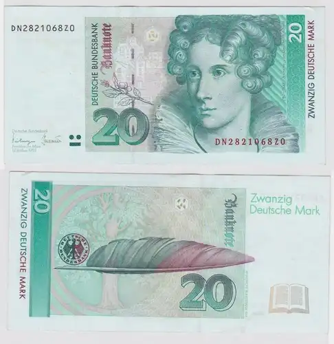 T146330 Banknote 20 DM Deutsche Mark Ro. 304a Schein 1.Okt. 1993 KN DN 2821068Z0