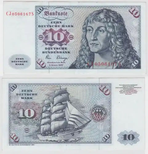 T146323 Banknote 10 DM Deutsche Mark Ro. 286a Schein 2.Jan. 1980 KN CJ 0506167 S