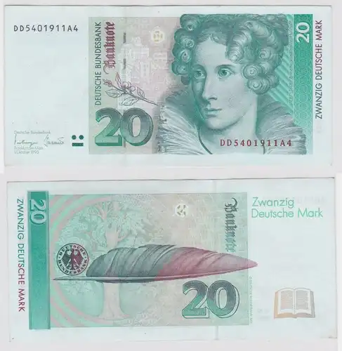 T146320 Banknote 20 DM Deutsche Mark Ro. 304a Schein 1.Okt. 1993 KN DD 5401911A4