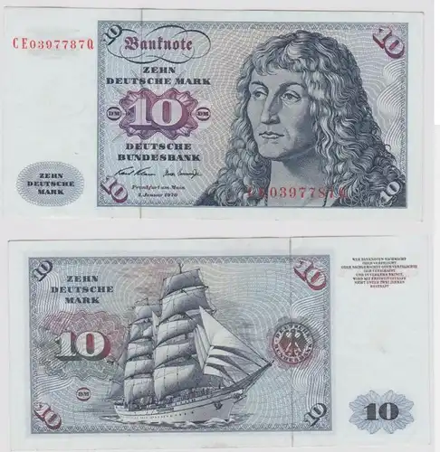 T146319 Banknote 10 DM Deutsche Mark Ro. 270b Schein 2.Jan. 1970 KN CE 0397787 Q