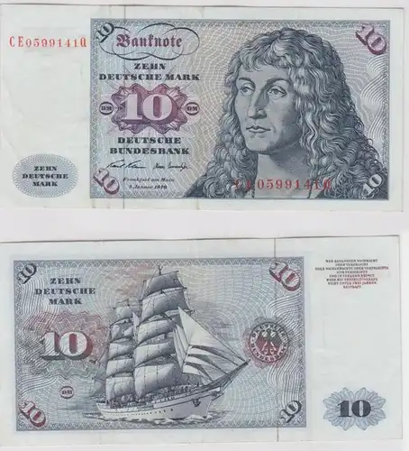 T146318 Banknote 10 DM Deutsche Mark Ro. 270b Schein 2.Jan. 1970 KN CE 0599141 Q