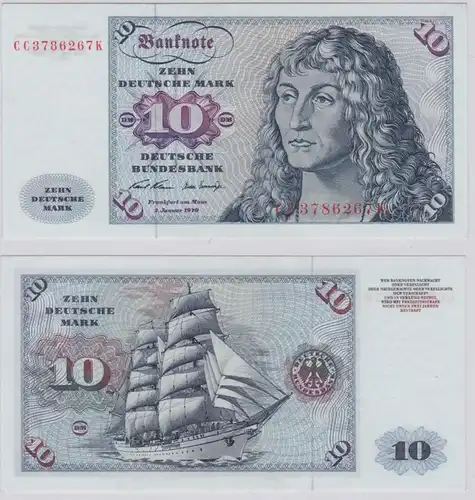 T146317 Banknote 10 DM Deutsche Mark Ro. 270a Schein 2.Jan. 1970 KN CC 3786267 K