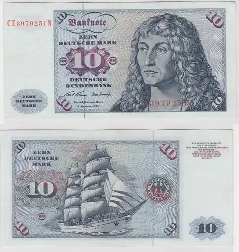 T146312 Banknote 10 DM Deutsche Mark Ro. 270b Schein 2.Jan. 1970 KN CE 3979251 N