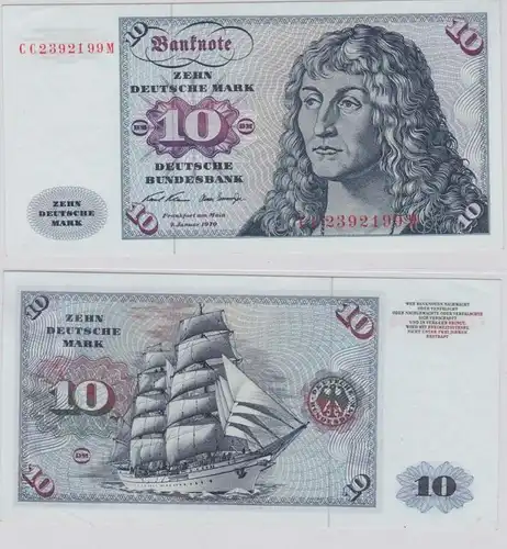 T146307 Banknote 10 DM Deutsche Mark Ro. 270a Schein 2.Jan. 1970 KN CC 2392199 M