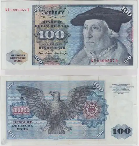 T146305 Banknote 100 DM Deutsche Mark Ro. 273b Schein 2.Jan 1970 KN NF 9392557 D