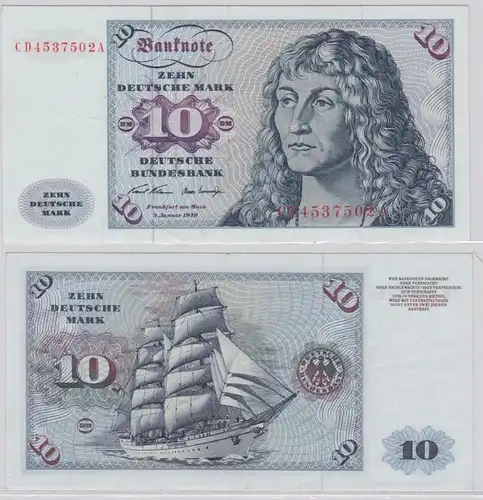 T146303 Banknote 10 DM Deutsche Mark Ro. 270a Schein 2.Jan. 1970 KN CD 4537502 A