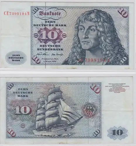 T146302 Banknote 10 DM Deutsche Mark Ro. 270b Schein 2.Jan. 1970 KN CE 7398194 N