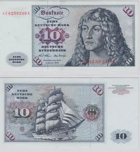 T146300 Banknote 10 DM Deutsche Mark Ro. 270a Schein 2.Jan. 1970 KN CC 0259248 A