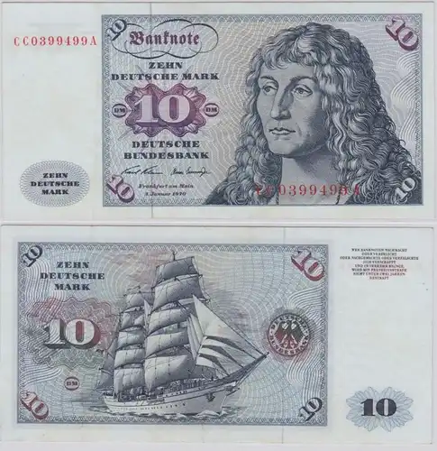T146296 Banknote 10 DM Deutsche Mark Ro. 270a Schein 2.Jan. 1970 KN CC 0399499 A