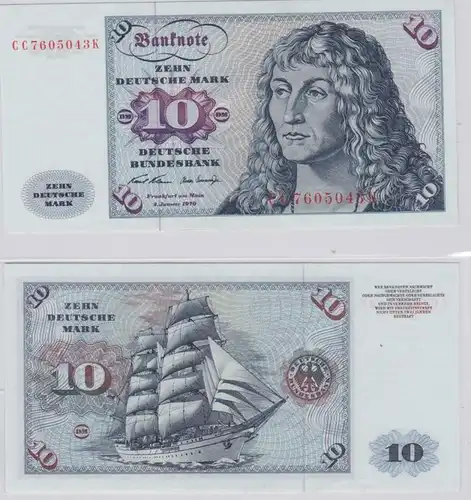 T146295 Banknote 10 DM Deutsche Mark Ro. 270a Schein 2.Jan. 1970 KN CC 7605043 K