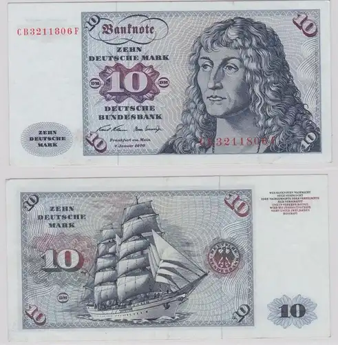 T146291 Banknote 10 DM Deutsche Mark Ro. 270a Schein 2.Jan. 1970 KN CB 3211806 F