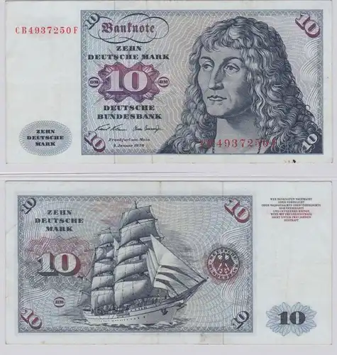 T146288 Banknote 10 DM Deutsche Mark Ro. 270a Schein 2.Jan. 1970 KN CB 4937250 F