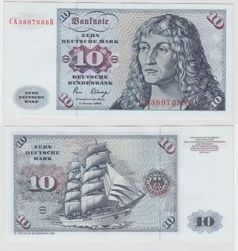 T146279 Banknote 10 DM Deutsche Mark Ro. 286a Schein 2.Jan. 1980 KN CK 3897688 B
