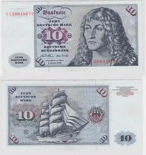 T146271 Banknote 10 DM Deutsche Mark Ro. 270a Schein 2.Jan. 1970 KN CC 2094967 E