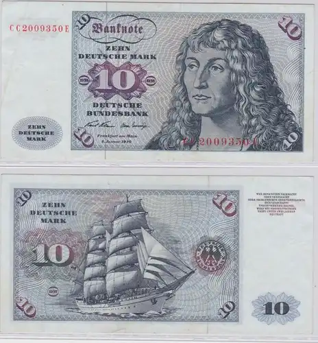 T146261 Banknote 10 DM Deutsche Mark Ro. 270a Schein 2.Jan. 1970 KN CC 2009350 E