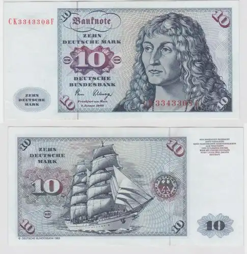 T146259 Banknote 10 DM Deutsche Mark Ro. 286a Schein 2.Jan. 1980 KN CK 3343308 F