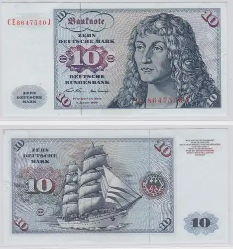 T146246 Banknote 10 DM Deutsche Mark Ro. 270b Schein 2.Jan. 1970 KN CE 8647530 J