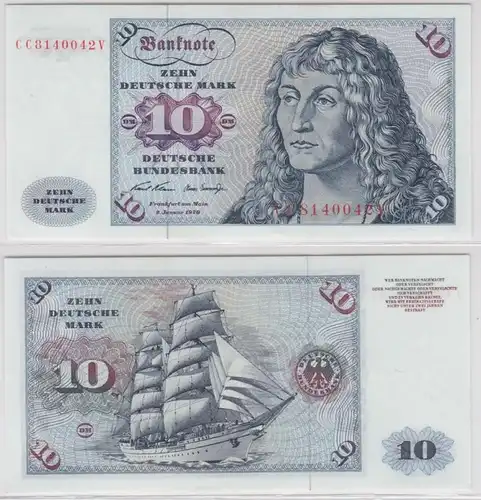 T146239 Banknote 10 DM Deutsche Mark Ro. 270a Schein 2.Jan. 1970 KN CC 8140042 V