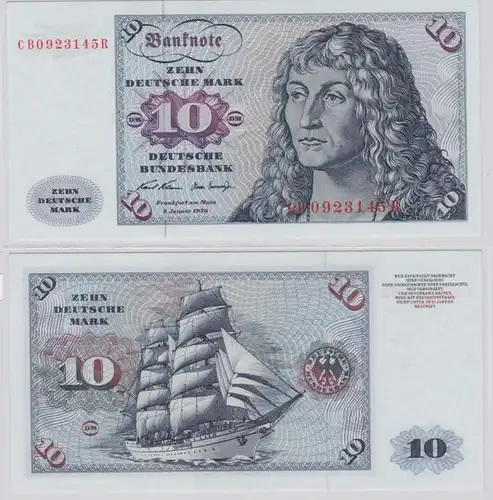 T146236 Banknote 10 DM Deutsche Mark Ro. 270a Schein 2.Jan. 1970 KN CB 0923145 R
