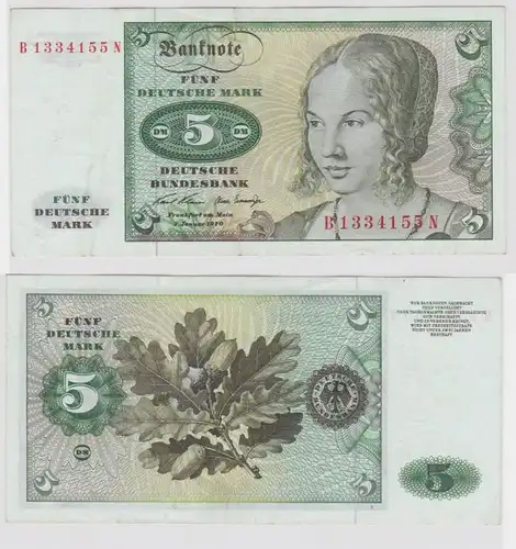 T146234 Banknote 5 DM Deutsche Mark Ro. 269a Schein 2.Jan. 1970 KN B 1334155 N