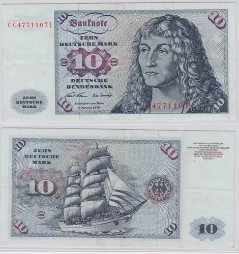 T146231 Banknote 10 DM Deutsche Mark Ro. 270a Schein 2.Jan. 1970 KN CC 4771107 L