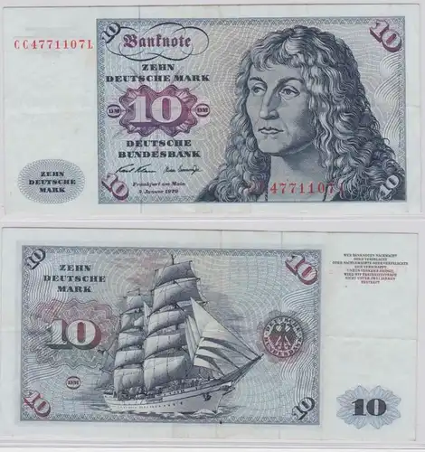 T146231 Banknote 10 DM Deutsche Mark Ro. 270a Schein 2.Jan. 1970 KN CC  L