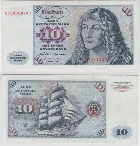 T146215 Banknote 10 DM Deutsche Mark Ro. 270a Schein 2.Jan. 1970 KN CC  J