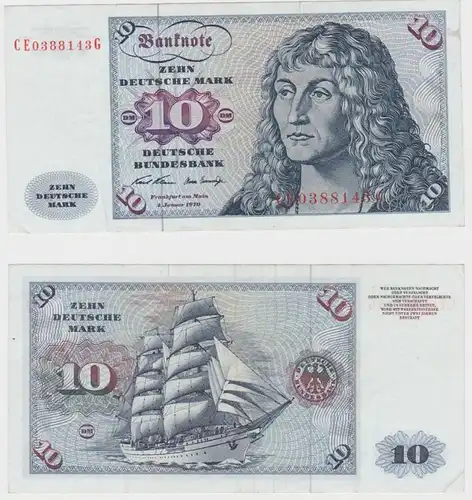 T146207 Banknote 10 DM Deutsche Mark Ro. 270b Schein 2.Jan. 1970 KN CE 0388143 G