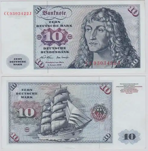 T146205 Banknote 10 DM Deutsche Mark Ro. 270a Schein 2.Jan. 1970 KN CC 9303422 J