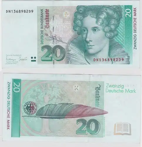 T146204 Banknote 20 DM Deutsche Mark Ro. 304a Schein 1.Okt. 1993 KN DN 1368982D9