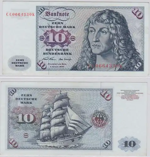 T146203 Banknote 10 DM Deutsche Mark Ro. 270a Schein 2.Jan. 1970 KN CC 0664330 K
