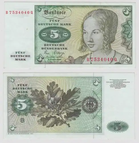 T146202 Banknote 5 DM Deutsche Mark Ro. 285a Schein 2.Jan. 1980 KN B 7534040 Q