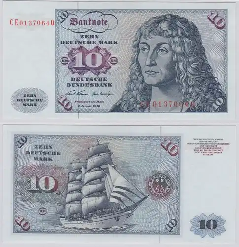 T146199 Banknote 10 DM Deutsche Mark Ro. 270b Schein 2.Jan. 1970 KN CE 0137064 Q