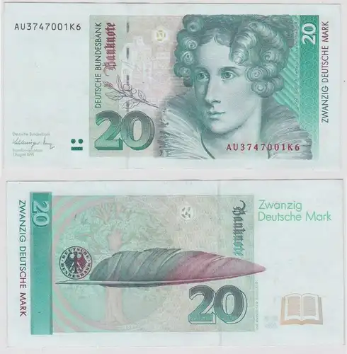 T146195 Banknote 20 DM Deutsche Mark Ro. 298a Schein 1.Aug. 1991 KN AU 3747001K6