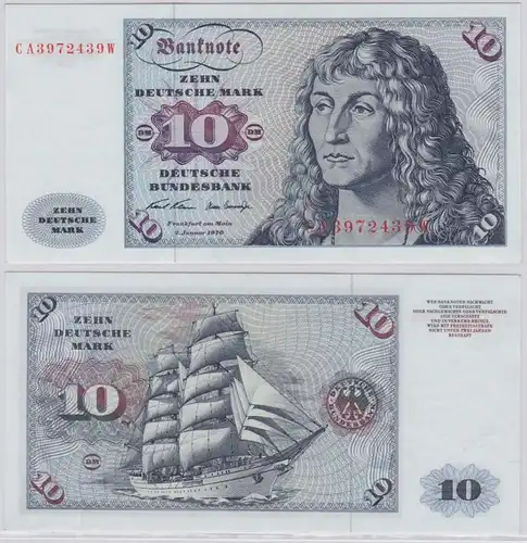 T146190 Banknote 10 DM Deutsche Mark Ro. 270a Schein 2.Jan. 1970 KN CA 3972439 W