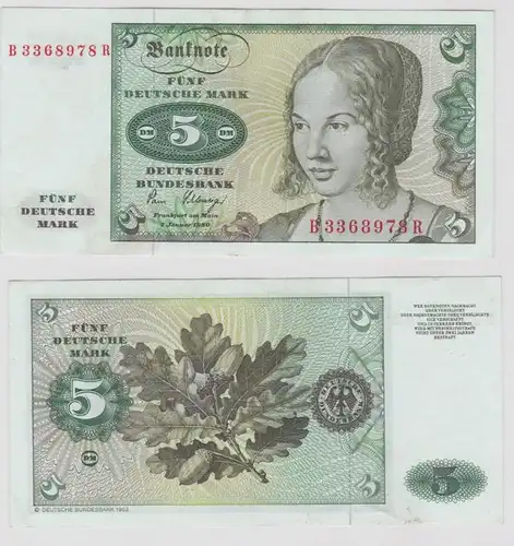 T146188 Banknote 5 DM Deutsche Mark Ro. 285a Schein 2.Jan. 1980 KN B 3368978 R