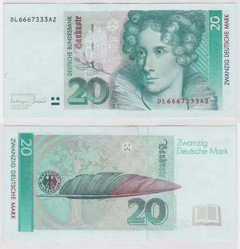 T146181 Banknote 20 DM Deutsche Mark Ro. 304a Schein 1.Okt. 1993 KN DL 6667333A2