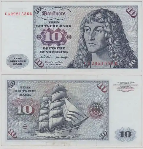 T146176 Banknote 10 DM Deutsche Mark Ro. 270a Schein 2.Jan. 1970 KN CA 2921556 R
