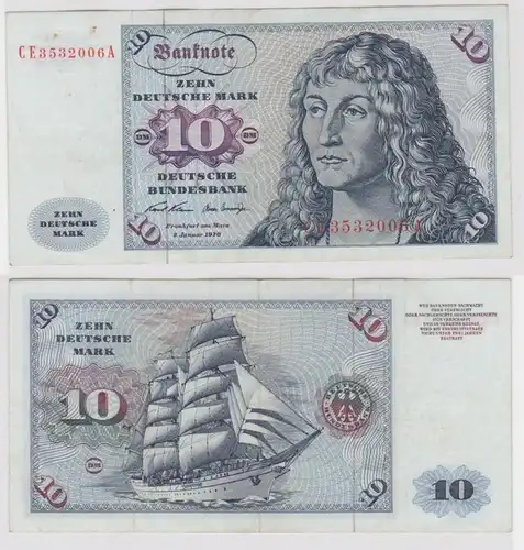 T146168 Billet 10 DM Mark allemand Ro. 270b Bleu 2.jan. 1970 NC CE 3532006 A