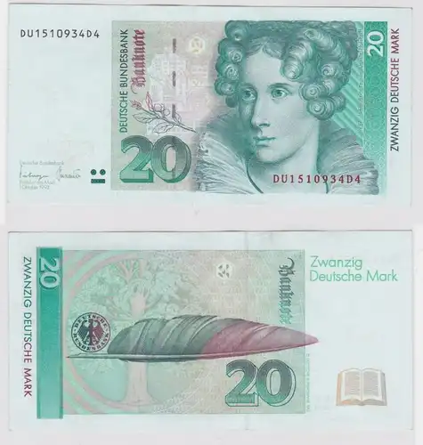 T146160 Banknote 20 DM Deutsche Mark Ro. 304a Schein 1.Okt. 1993 KN DU 1510934D4