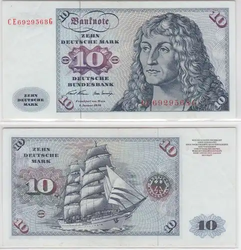 T146151 Billet 10 DM Mark allemand Ro. 270b Blau 2.jan 1970 NC CE 6929568 G