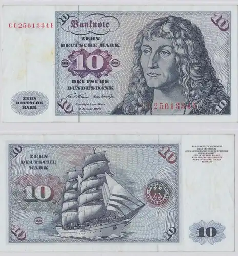T146149 Banknote 10 DM Deutsche Mark Ro. 270a Schein 2.Jan. 1970 KN CC 2561334 E