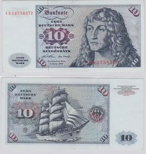T146140 Banknote 10 DM Deutsche Mark Ro. 270a Schein 2.Jan. 1970 KN CB 4275837 F