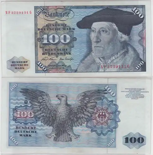 T146139 Banknote 100 DM Deutsche Mark Ro. 273b Schein 2.Jan 1970 KN NF 3739131 G