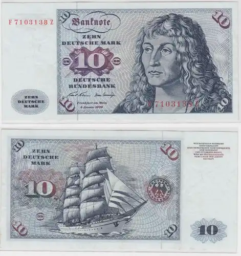 T146132 Banknote 10 DM Deutsche Mark Ro. 270a Schein 2.Jan. 1970 KN F 7103138 Z