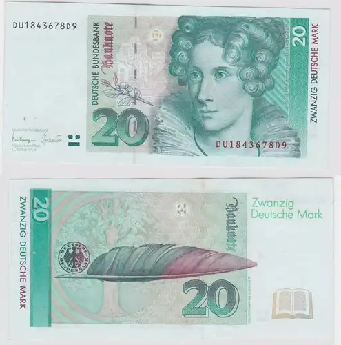 T146128 Banknote 20 DM Deutsche Mark Ro. 304a Schein 1.Okt. 1993 KN DU 1843678D9